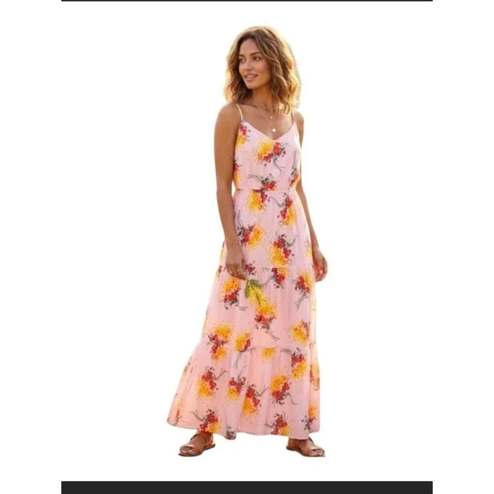 J. Crew Mercantile Tiered Sunburst Floral Boho Maxi Dress